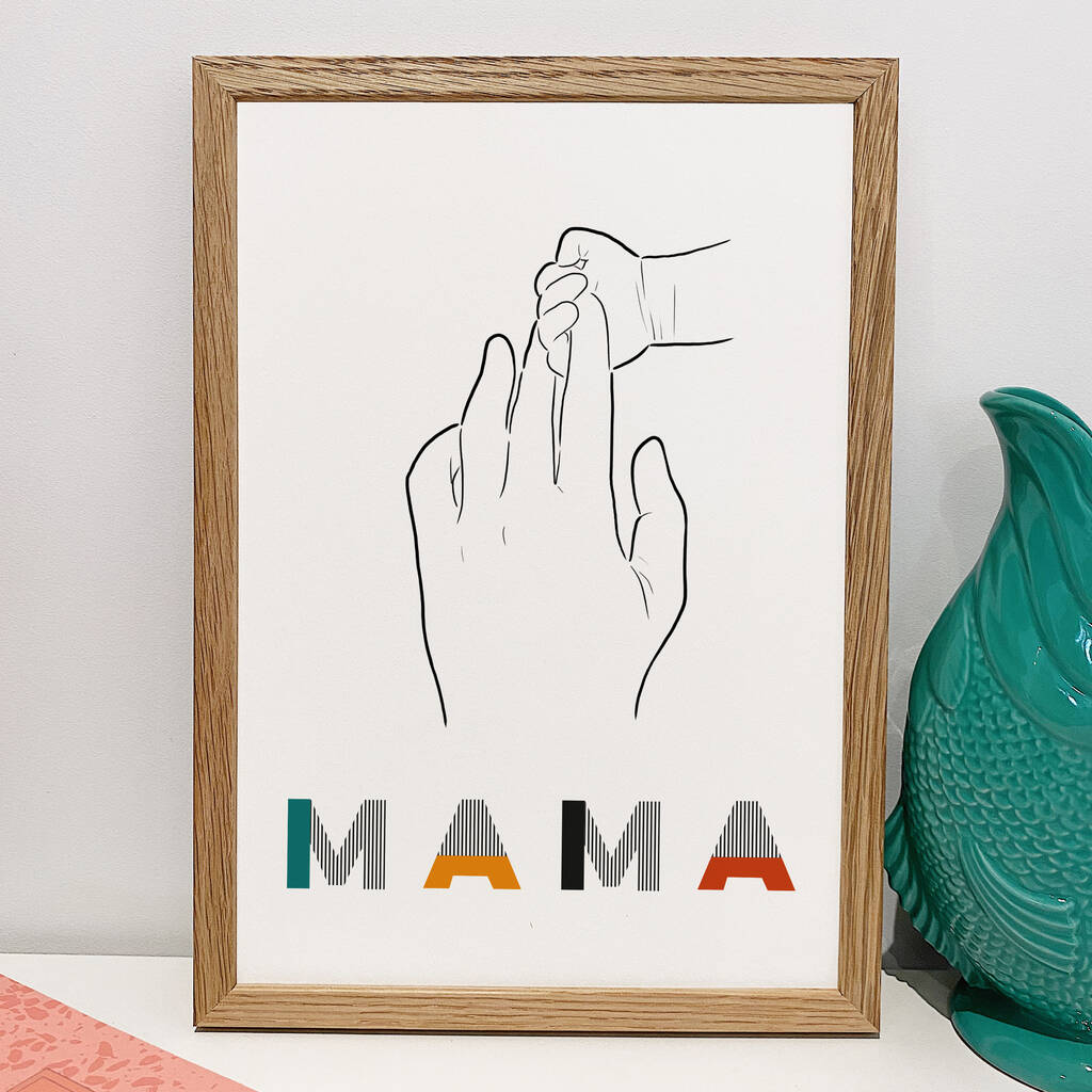 'Mama' Line Drawing And Typographic Print