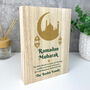 Personalised Ramadan Mubarak Crescent And Lanterns Giant Wooden Block 21cm X 15cm, thumbnail 1 of 5
