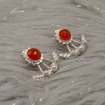 Carnelian, Pearl Earrings, Sterling Silver Earrings, 6 of 8