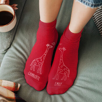 Personalised Kissing Giraffe Socks, 5 of 9