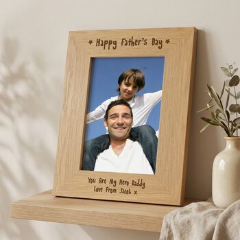 Fathers Day Gift Personalised Wooden Photo Frame 6x4, 5 of 6