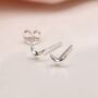 Tiny Sterling Silver Crescent Moon Stud Earrings, thumbnail 2 of 10