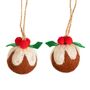 Christmas Felt Pudding Pair Of Decorations, thumbnail 1 of 2