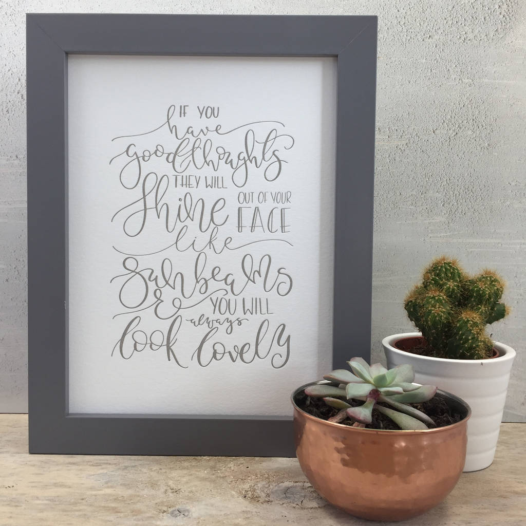  good Thoughts Modern Calligraphy  Letter  Pressed Art  By 