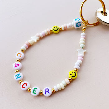 Zodiac Starsign And Smiley Beaded Keyring, 6 of 8