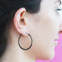 Black Oxidised Silver Textured Hoop Earrings, thumbnail 1 of 6