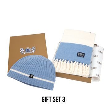 Luxury Cashmere Football Sets In Sky Blue And White, 4 of 6