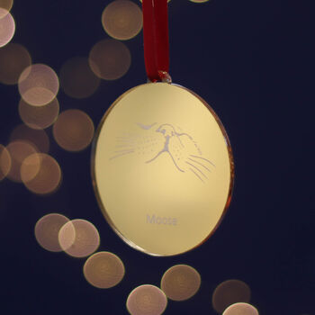 Gold Personalised Cat Nose Christmas Tree Bauble, 6 of 6