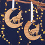 Starry Wolf Wood Personalised Christmas Decoration, thumbnail 2 of 9