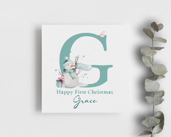 Personalised First Christmas Card Winter Wonderland, 3 of 3