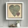 Double Painted Heart Shaped Map Print On Wood, thumbnail 5 of 10
