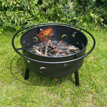 Sun And Moon Fire Pit With Spark Guard, Poker And Cover, 8 of 12