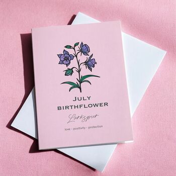 July Birth Flower Larkspur Card, 2 of 2