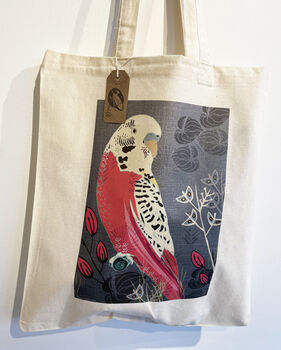 Coral Budgie Tote Bag, 3 of 4