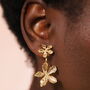 Double Sea Flower Stud Earrings In Gold Plating, thumbnail 1 of 4