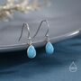 Sterling Silver Pear Cut Blue Turquoise Stone Drop Hook Earrings, thumbnail 1 of 11