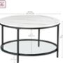 Coffee Table Marble Round Tempered Glass Storage Shelf, thumbnail 12 of 12