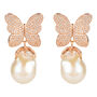 White Butterfly Baroque Pearl Plated Silver Earring, thumbnail 2 of 8