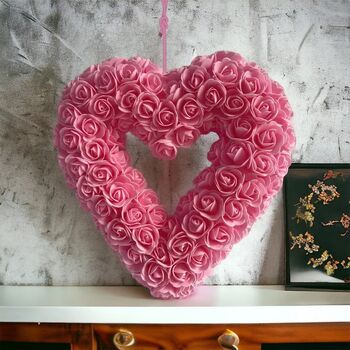 Handmade Heart Shaped Artificial Rose Wreath, 2 of 6