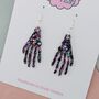 Skeleton Hand Glitter Resin Earrings / Gothic Jewellery Small Sparkly Bone Earrings / Gift For Goths Small Sparkly Skeletal Accessory / Halloween Jewellery, thumbnail 2 of 4