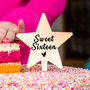 'Sweet Sixteen' 16th Birthday Gold Star Cake Topper, thumbnail 2 of 6