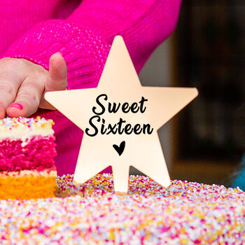 'Sweet Sixteen' 16th Birthday Gold Star Cake Topper, 2 of 6