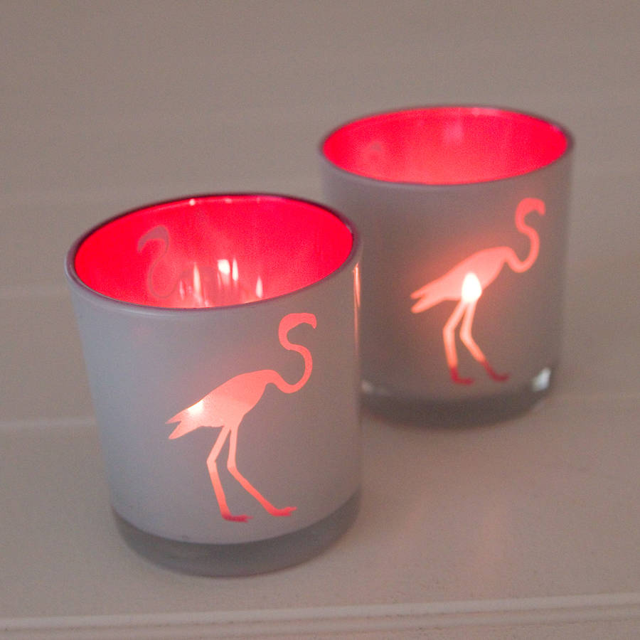 flamingo tea light holder