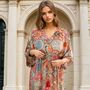 'Teagan' Pink, Orange And Cream Floral Tile Print Batwing Dress, thumbnail 3 of 5