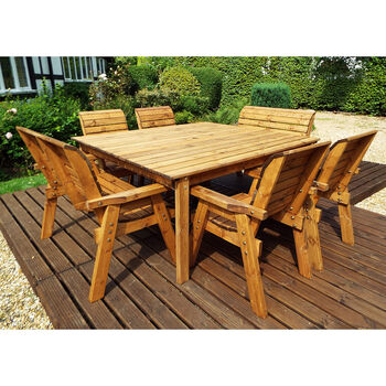 Eight Seater Square Garden Table Set With Benches, 3 of 3