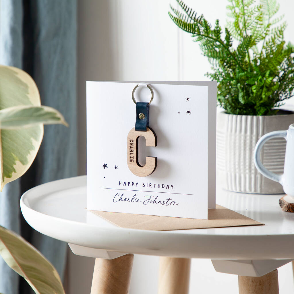 Wooden Initial Keyring Keepsake Card By No Ordinary Gift