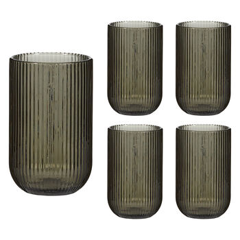 Palermo Set Of Four Grey Ribbed Highball Tumblers, 2 of 6