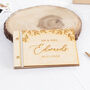 Gold Leaves Wooden Wedding Guest Book, thumbnail 2 of 5