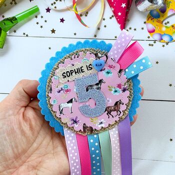 Personalised Pony Theme Birthday Rosette, 3 of 5