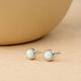 Sterling Silver White Opal Textured Stud Earrings, thumbnail 3 of 8