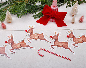 Vintage Christmas Bunting With 15 Reindeer Flag Design, 3 of 6
