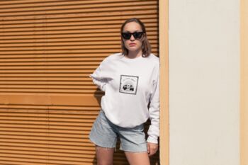 'Lets Get Away' White Unisex Sweatshirt, 2 of 2