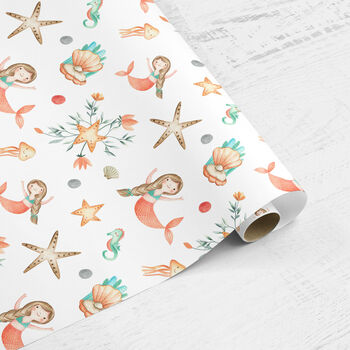 Mermaid Starfish Wrapping Paper Roll Or Folded, 3 of 3