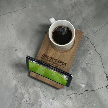 Personalised Wooden Phone And Cup Holder, 2 of 6