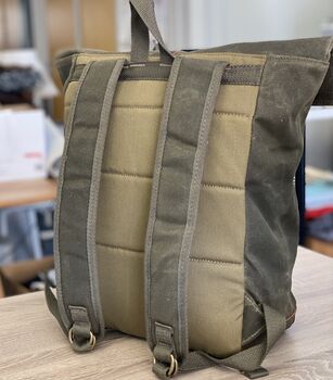 Personalised Waxed Canvas Backpack, 7 of 8