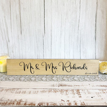Wooden Wedding Sign Mr And Mrs Keepsake Decoration, 11 of 12