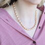 Golden Oval Shape Classic Diana Wedding Pearl Necklace And Earring Set, thumbnail 7 of 8