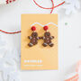 Mismatched Gingerbread Man Christmas Earrings, thumbnail 2 of 4