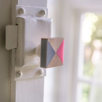 Square Geometric Pink And Grey Drawer Knobs, 2 of 2