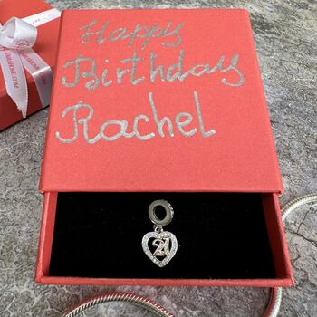 21st Birthday Charm Personalised Silver Gift For Her, 2 of 9