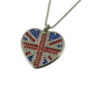 British Union Jack Heart Necklace With Crystals, thumbnail 3 of 4