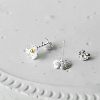 Sterling Silver And Gold Plated Dainty Daisy Studs, 4 of 5