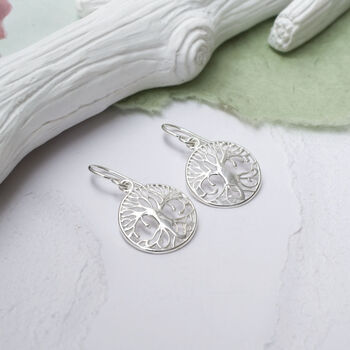 Sterling Silver Equality Tree Dangly Earrings, 2 of 3