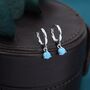 Sterling Silver 4mm Blue Turquoise Hoop Earrings, thumbnail 4 of 12