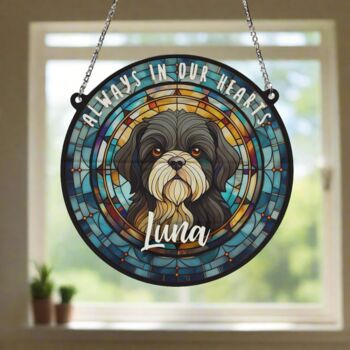 Shih Tzu Black And White Memorial Suncatcher, 6 of 6