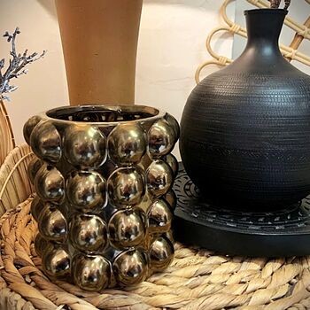 Bronze Bobble Ceramic Vase Hurricane Lantern, 7 of 7